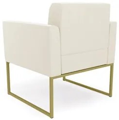 Sofá Namoradeira e 2 Poltronas Base Industrial Dourado Ana Veludo Bege
