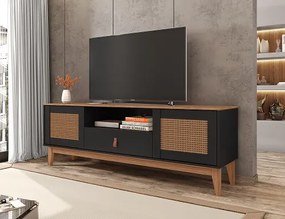 Rack Esmeralda 1.60 Preto/Noce - Casa D Móveis