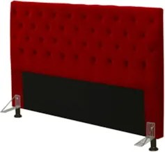 Cabeceira Cama Box Casal 140cm Cristal Veludo Vermelho - MV Estofados