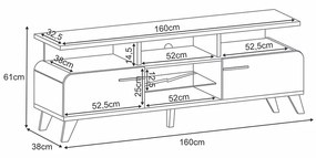 Rack para Sala Bancada de TV 70 Pol 200cm Zuri 1.6 Off White/Cinamomo H01 - D'Rossi