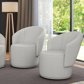 Poltrona Decorativa Orgânica Fixa para Sala Kit 2 Malu Bouclê M11 - D'Rossi - Cinza