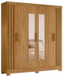 Guarda Roupa Casal 195cm Espelho Ripado Arlon Z17 Freijó - Mpozenato