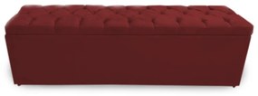 Calçadeira Baú Solteiro 100cm Nicole Capitonê Suede Bordô - Sheep Estofados - Vermelho escuro
