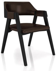 Cadeira Sala de Jantar e Jogos Carteados Madeira Maciça Poker PU Marrom/Preto G42 - Gran Belo
