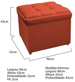 Calçadeira Copenhague 90 cm Solteiro Suede Terracota - ADJ Decor