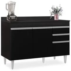 Balcão Gabinete para pia com Tampo 120cm Michigan Preto - Lumil