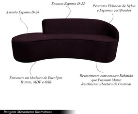 Sofá Decorativo 3 Lugares 210cm Abby Encosto Direito Curvo Veludo Uva G15 - Gran Belo