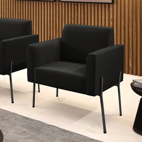 Poltrona Pé de Ferro Preto para Sala Marisa Suede D03 - D'Rossi - Preto