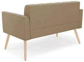 Sofá Namoradeira Elisa Suede Pés Palito Natural - D'Rossi - Marrom Rato