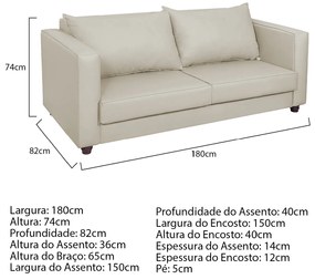 Sofá 2 Lugares Lisboa Linho - ADJ Decor