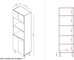 Paneleiro Íris 4 Portas Cozinha MB1 200cm