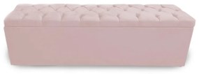 Calçadeira Baú Solteiro 100cm Nicole Capitonê Suede Rosa Bebê - Sheep Estofados - Rosa