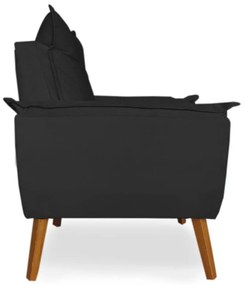 Poltrona Decorativa Apolo Pés Madeira Suede Preto - Sheep Estofados - Preto