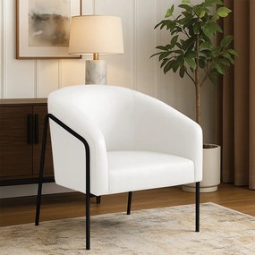 Poltrona Sala Industrial Alta Preto Stella Sintético PU D03 - D'Rossi - Branco
