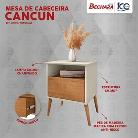 Mesa De Cabeceira Cancun Off White/Naturalle – Bechara Móveis