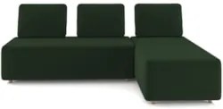 Sofá 3 Lugares Com Chaise 222cm Rovier Veludo Verde Z32      - Mpozena