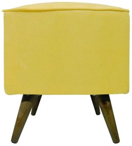 Puff Quadrado Modena Sigma em Suede com Pés Palito Inclinado - Amarelo