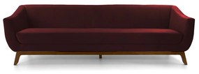 Sofá 3 Lugares Odeon D07 230cm Base Madeira Veludo Bordô - D'Rossi