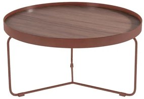 Mesa Centro Kevin Castanho Base Aco Corten 77 cm - 60028 Sun House