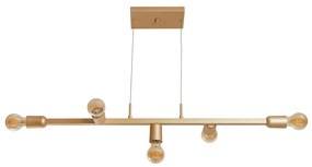 Pendente Tazza S/ Globos 115Cm 7L E27 Suspensão Cabos Kevlar | Usina 1... (MR-T / CB-M - Marrom Text + Cobre Metálico, CRISTAL)
