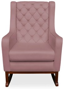 Kit Poltrona Amamentação Balanço Maju com Puff Flor Veludo - Rosê