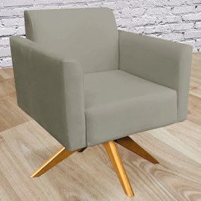 Kit 02 Poltronas Decorativas Isabella Base Giratória Madeira Suede Nude G19 - Gran Belo