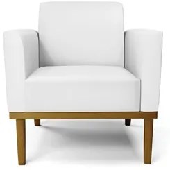 Poltrona Decorativa Base Madeira Castanho Maressa Sintético Branco - I