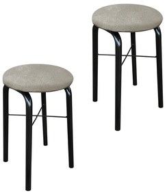 Kit 02 Banquetas Baixa Manu Suede Marrom Rato