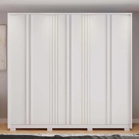 Guarda Roupa Casal Nilus 250cm com 6 Portas 4 Gavetas Ripado MDP Branco G11 - Gran Belo