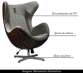 Poltrona Decorativa Egg Chair LV Branco/Marsala G53 - Gran Belo