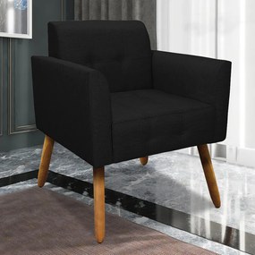 Kit 2 Poltronas Decorativas Pés Palito Karen Linho Preto G19 - Gran Belo