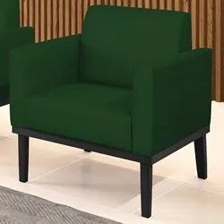 Poltrona Decorativa Base Madeira Preto Maressa Veludo Luxo Verde - Ibi