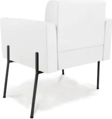 Poltrona Sala Pé Metal Preto Kit 2 Ana Sintético Branco - Ibiza