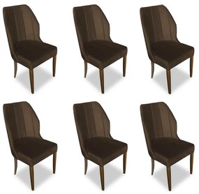 Kit 6 Cadeiras De Jantar Safira Suede Marrom