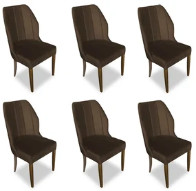 Kit 6 Cadeiras De Jantar Safira Suede Marrom