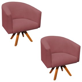 Poltrona Decorativa Giratória MM30 Kit 2 Stella Linho Whisky Rosê D03 - D'Rossi