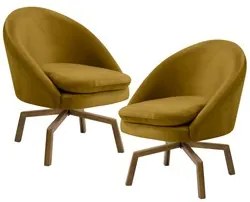 Kit 2 Poltronas Decorativas Giratórias Base Ka Madeira Rafa Veludo C-2