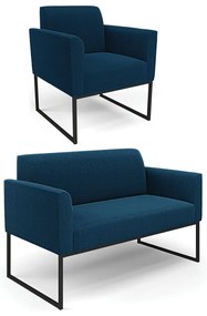 Namoradeira e Poltrona Industrial Preto Marisa Bouclê D03 - D'Rossi - Azul