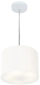 Lustre Pendente Cilíndrico Md-4209 Cúpula em Tecido 25x25cm Branco - Bivolt