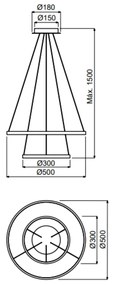 Pendente Orlo Duo Anel Redondo Duplo Ø50Cm Led 40W 3000K Bivolt Cobre... (CB-M = Cobre)