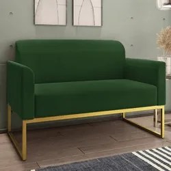 Kit Namoradeira e 1 Poltrona Decorativa Base Industrial Dourada Maress