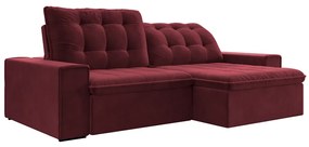 Sofá Retrátil 274 cm Sala de Estar Gabi Suede Bordô G52 - Gran Belo