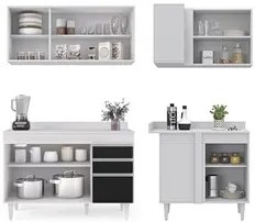 Armário de Cozinha Modulado de Canto Esquerdo 4 Peças CP47 Balcão com