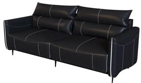 Sofá Austin Reclinável 2 Lugares Couro Preto Pés Em Aço 254cm - 69494 Sun House