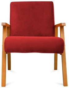Kit 2 Poltronas Decorativas Alexa Braça de Madeira Suede Vermelho - Sheep Estofados