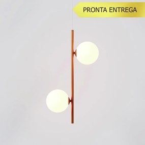Pendente Vertical Slim Jabuticaba 10X23,5X48,5Cm Aluminio E 2X Globo Ø... (COBRE, FOSCO)