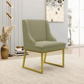 Cadeira Sala de Jantar Industrial Dourado kit 2 Liz Bouclê D03 - D'Rossi - Verde Pistache