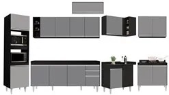 Armário de Cozinha Modulada de Canto 9 Peças CP04 Balcão Preto/Cinza -