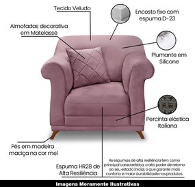 Kit 2 Poltronas Decorativas com 2 Almofadas Armstrong Veludo Uva G63 - Gran Belo