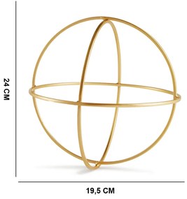Enfeite Esfera Forma Geométrica Vazada em Metal Dourado 24 cm M02 - D'Rossi